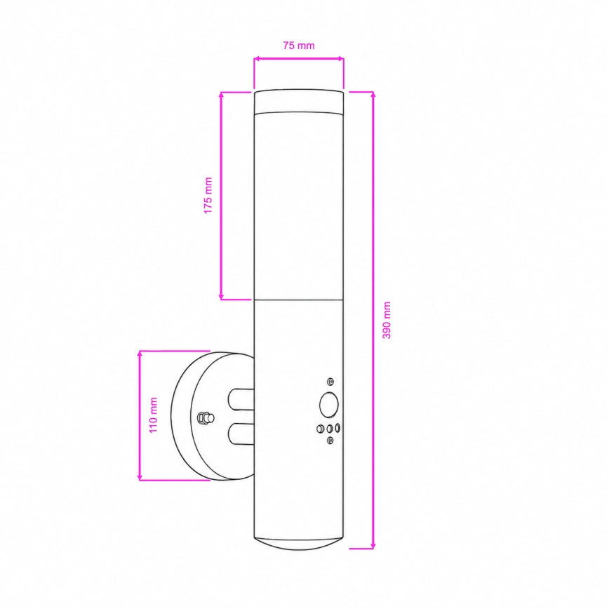BRILAGI - Lauko sieninė lempa su judesio jutikliu ELIA 1xE27/20W/230V IP44 matinis chromas