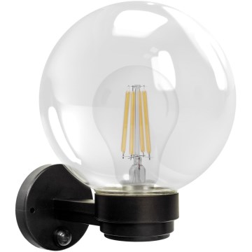 Brilagi - Lauko sieninis šviestuvas su judesio jutikliu HARBOR 1xE27/40W/230V IP33 juodas/skaidrus