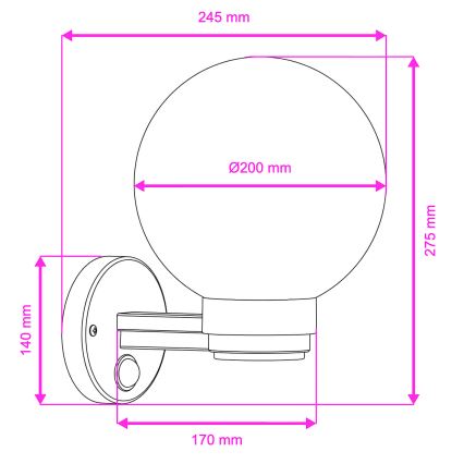 BRILAGI - Lauko sieninis šviestuvas su judesio jutikliu HARBOR 1xE27/40W/230V IP33 juoda/balta