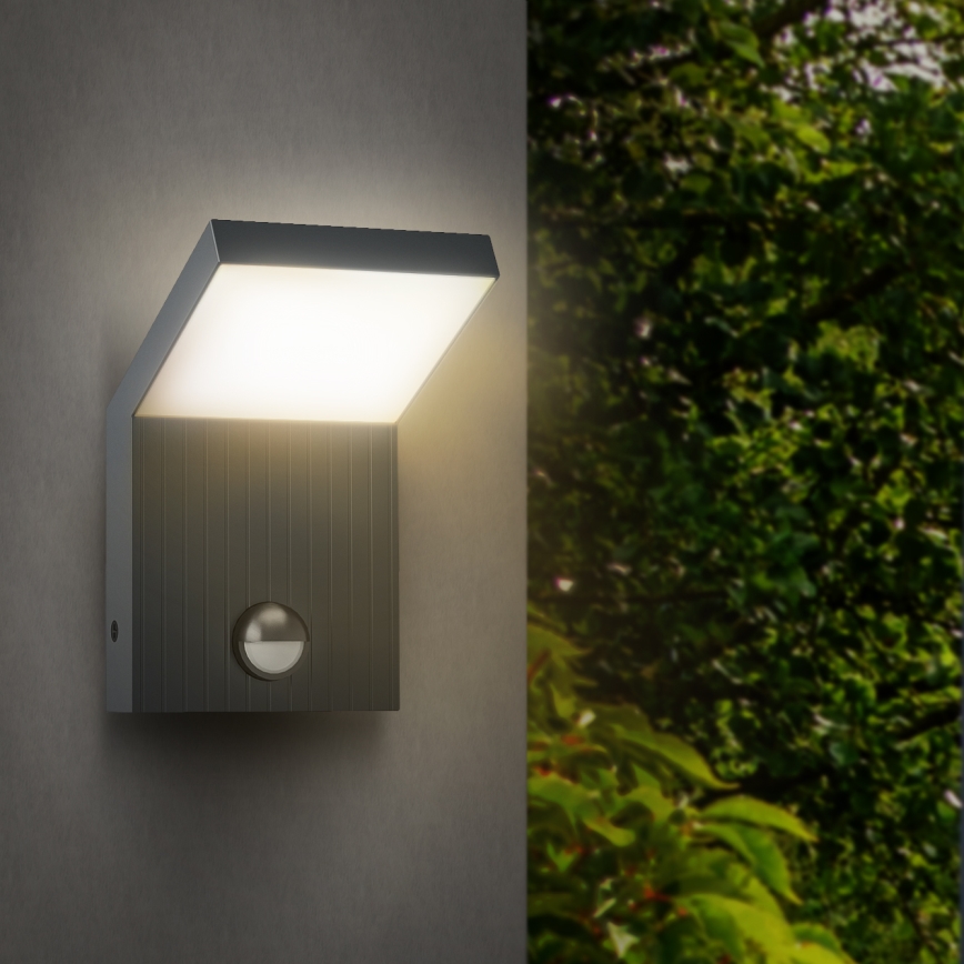 Brilagi - LED lauko sieninis šviestuvas su jutikliu RIANO LED/8W/230V antracitas IP65