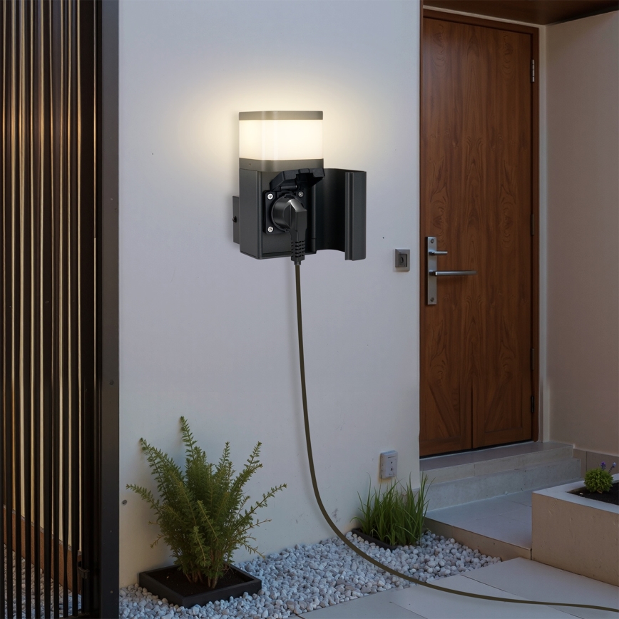 Brilagi - Lauko sieninis šviestuvas su SCHUKO lizdu PILLAR 1xG9/11W/230V IP44 antracitas