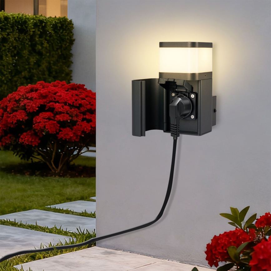 Brilagi - Lauko sieninis šviestuvas su SCHUKO lizdu PILLAR 1xG9/11W/230V IP44 antracitas