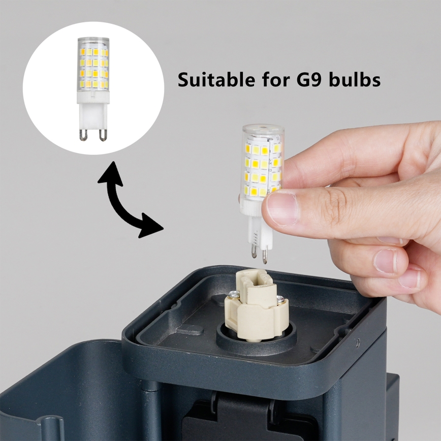 Brilagi - Lauko sieninis šviestuvas su SCHUKO lizdu PILLAR 1xG9/11W/230V IP44 antracitas