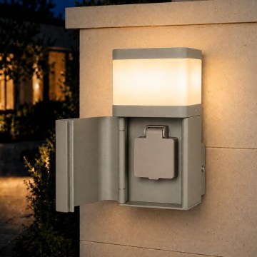 BRILAGI - Lauko sieninis šviestuvas su SCHUKO lizdu PILLAR 1xG9/11W/230V IP44 pilkas