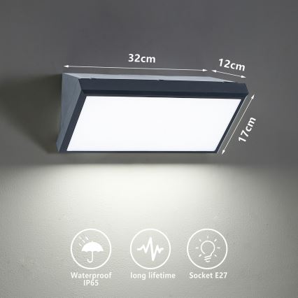 Brilagi - Lauko sieninis šviestuvas TRIANGLE 1xE27/60W/230V antracitas IP65