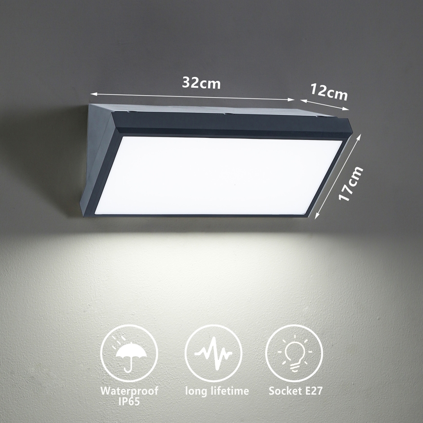 Brilagi - Lauko sieninis šviestuvas TRIANGLE 1xE27/60W/230V antracitas IP65