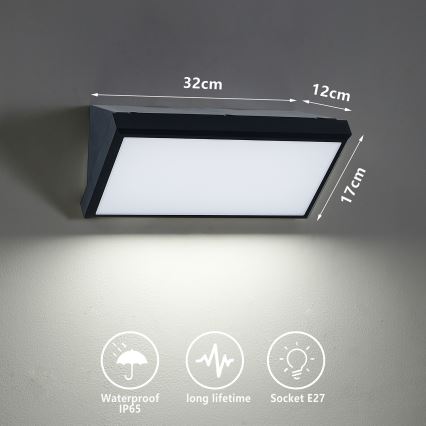 Brilagi - Lauko sieninis šviestuvas TRIANGLE 1xE27/60W/230V juoda IP65
