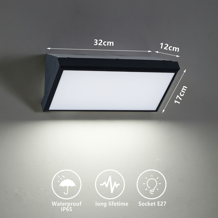 Brilagi - Lauko sieninis šviestuvas TRIANGLE 1xE27/60W/230V juoda IP65