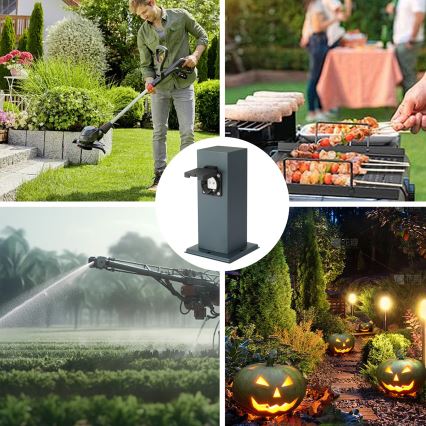 Brilagi - Lauko kištukinis stulpelis PILLAR 1Z SCHUKO 230V IP44 antracito spalvos