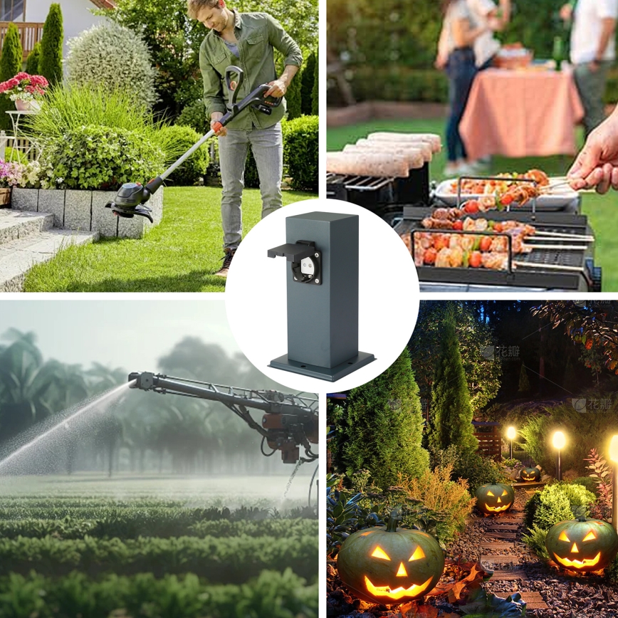 Brilagi - Lauko kištukinis stulpelis PILLAR 1Z SCHUKO 230V IP44 antracito spalvos