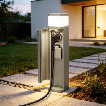 BRILAGI - Lauko šviestuvas su 2 lizdais SCHUKO PILLAR 1xG9/11W/230V IP44 pilkas