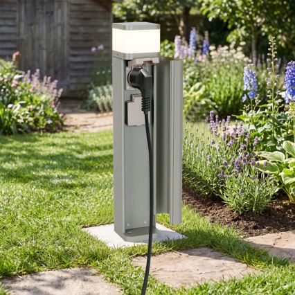 BRILAGI - Lauko šviestuvas su 2 lizdais SCHUKO PILLAR 1xG9/11W/230V IP44 pilkas
