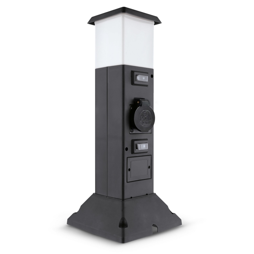 Brilagi - Lauko šviestuvas su 2 SCHUKO lizdais 1xE14/15W/230V IP44 juodas