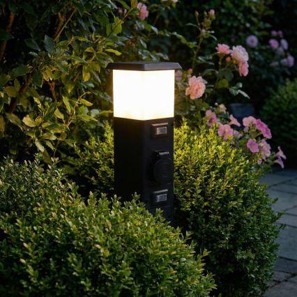 Brilagi - Lauko šviestuvas su 2 SCHUKO lizdais 1xE14/15W/230V IP44 juodas