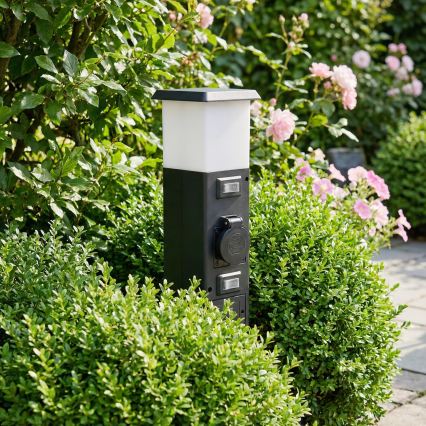 Brilagi - Lauko šviestuvas su 2 SCHUKO lizdais 1xE14/15W/230V IP44 juodas
