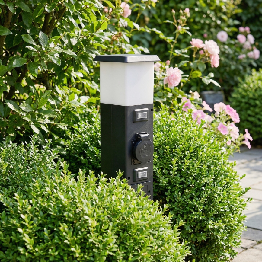 Brilagi - Lauko šviestuvas su 2 SCHUKO lizdais 1xE14/15W/230V IP44 juodas