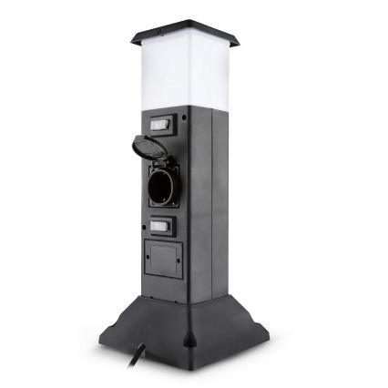 Brilagi - Lauko šviestuvas su 2 SCHUKO lizdais 1xE14/15W/230V IP44 juodas