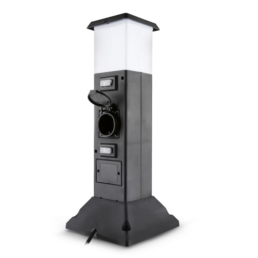 Brilagi - Lauko šviestuvas su 2 SCHUKO lizdais 1xE14/15W/230V IP44 juodas