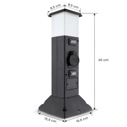 Brilagi - Lauko šviestuvas su 2 SCHUKO lizdais 1xE14/15W/230V IP44 juodas