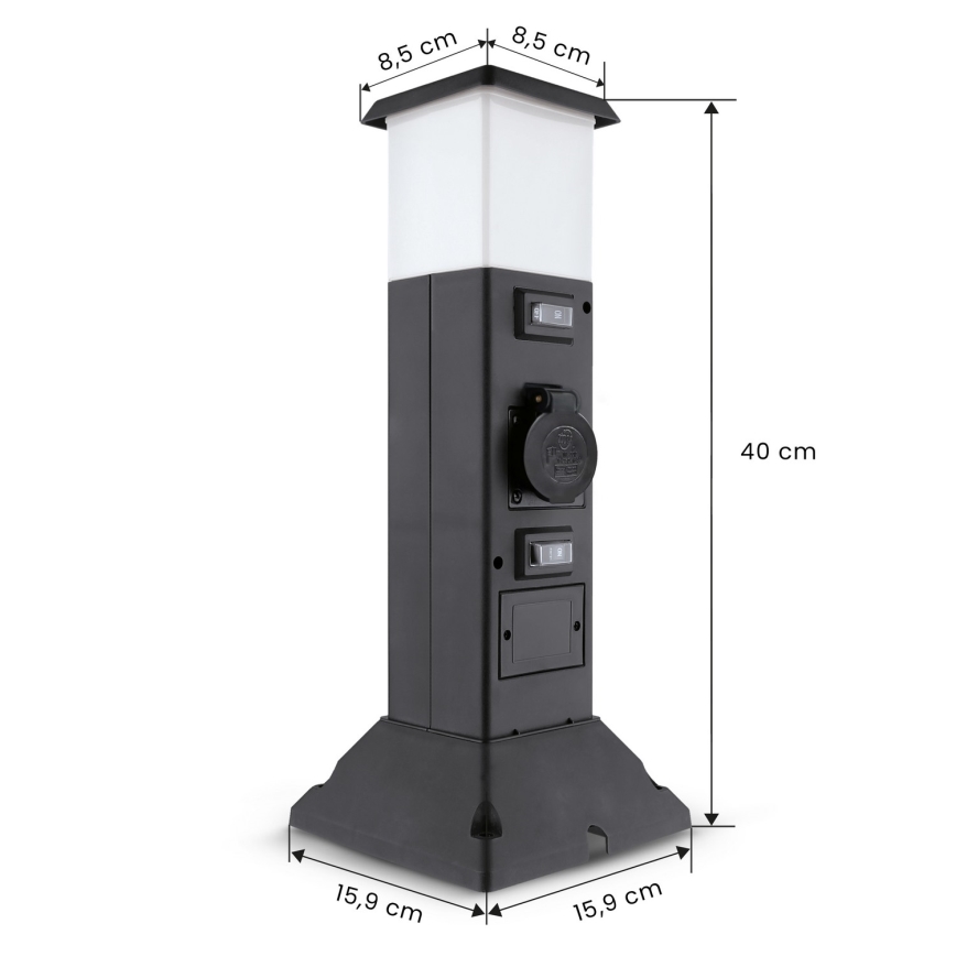Brilagi - Lauko šviestuvas su 2 SCHUKO lizdais 1xE14/15W/230V IP44 juodas