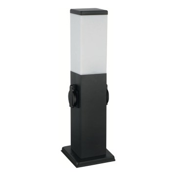 Brilagi - Lauko šviestuvas su 2 SCHUKO lizdais 1xE27/15W/230V 40 cm IP44 juodas