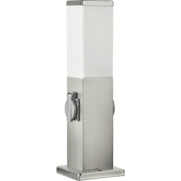 Brilagi - Lauko šviestuvas su 2 SCHUKO lizdais 1xE27/15W/230V 40 cm IP44 matinio chromo apdaila