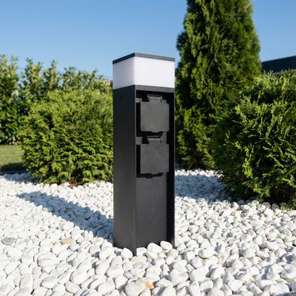 Brilagi - Lauko šviestuvas su 2 SCHUKO lizdais 1xG9/11W/230V IP44 juodas