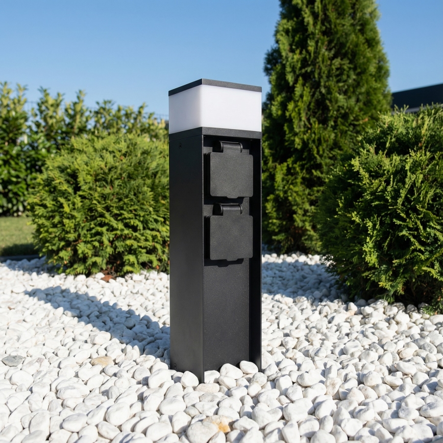 Brilagi - Lauko šviestuvas su 2 SCHUKO lizdais 1xG9/11W/230V IP44 juodas