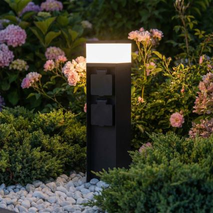 Brilagi - Lauko šviestuvas su 2 SCHUKO lizdais 1xG9/11W/230V IP44 juodas