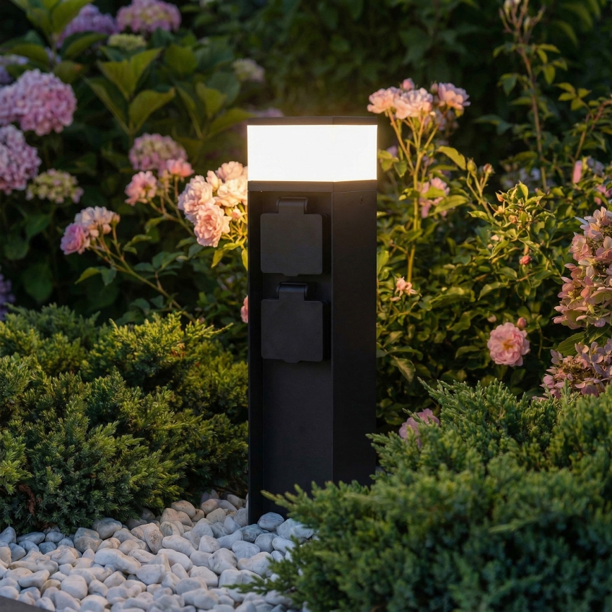 Brilagi - Lauko šviestuvas su 2 SCHUKO lizdais 1xG9/11W/230V IP44 juodas