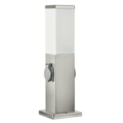 Brilagi - Lauko šviestuvas su 2 SCHUKO lizdais NOVA 1xE27/15W/230V 40 cm IP44 matinis chromas