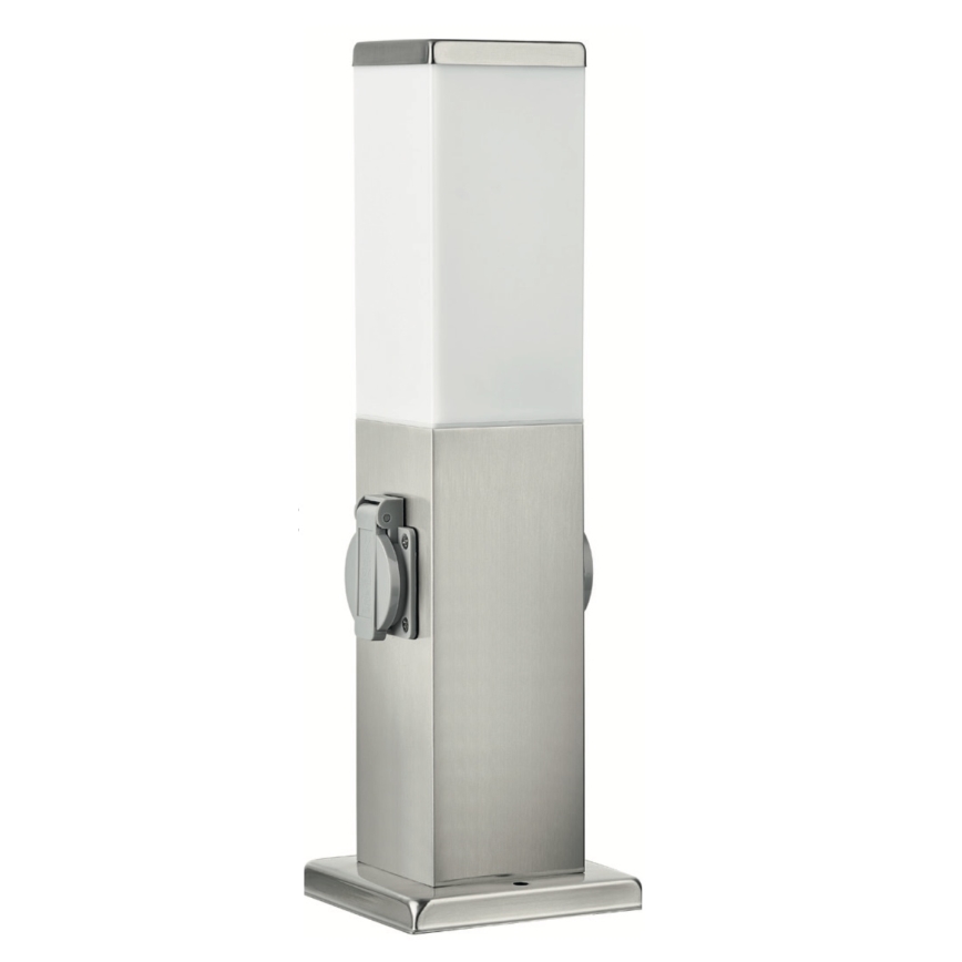 Brilagi - Lauko šviestuvas su 2 SCHUKO lizdais NOVA 1xE27/15W/230V 40 cm IP44 matinis chromas