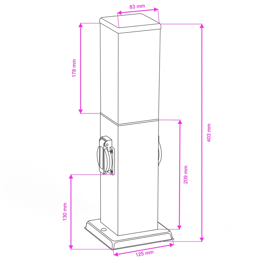 BRILAGI - Lauko šviestuvas su 2 SCHUKO lizdais NOVA 1xE27/15W/230V 40 cm IP44 matinis chromas