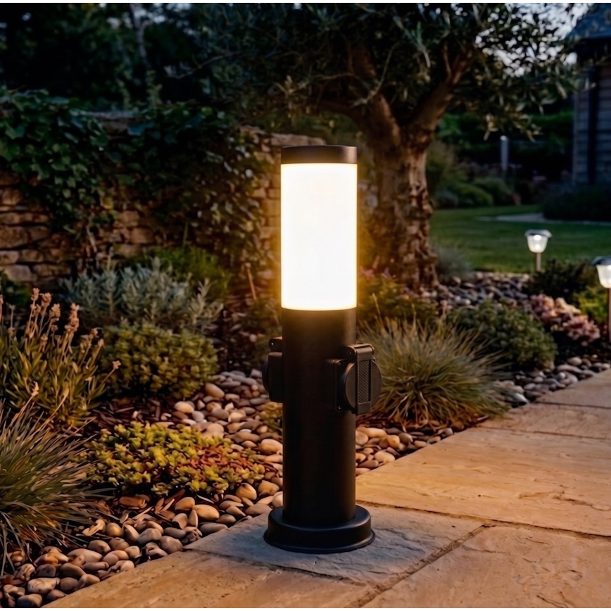 Brilagi - Lauko šviestuvas su 2 SCHUKO lizdais NOVA 1xE27/15W/230V 40 cm IP44 juodas