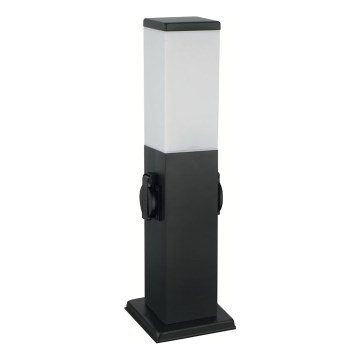 Brilagi - lauko šviestuvas su 2 SCHUKO lizdais NOVA 1xE27/15W/230V 40 cm IP44 juodas