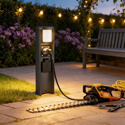 Brilagi - Lauko šviestuvas su 2 SCHUKO lizdais PILLAR 1xG9/11W/230V IP44 antracito spalvos