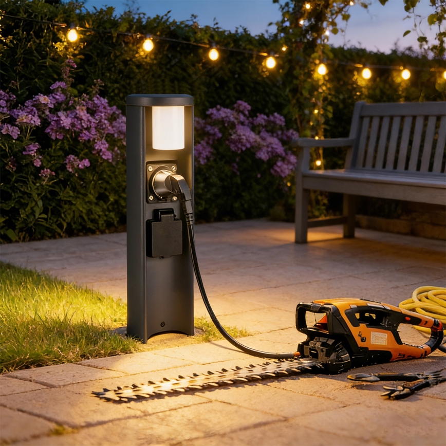 Brilagi - Lauko šviestuvas su 2 SCHUKO lizdais PILLAR 1xG9/11W/230V IP44 antracito spalvos