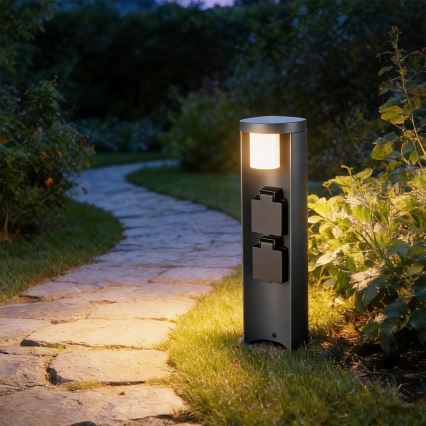 Brilagi - Lauko šviestuvas su 2 SCHUKO lizdais PILLAR 1xG9/11W/230V IP44 antracito spalvos