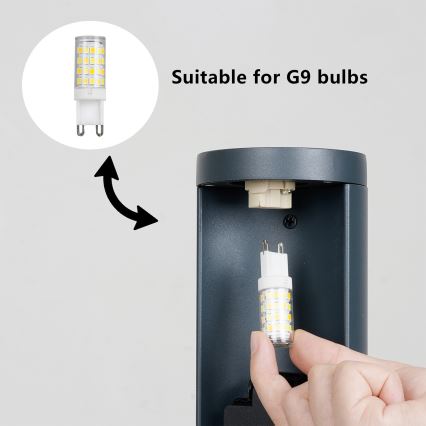 Brilagi - Lauko šviestuvas su 2 SCHUKO lizdais PILLAR 1xG9/11W/230V IP44 antracito spalvos