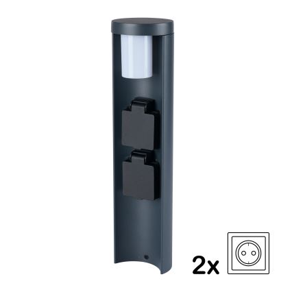 Brilagi - Lauko šviestuvas su 2 SCHUKO lizdais PILLAR 1xG9/11W/230V IP44 antracito spalvos