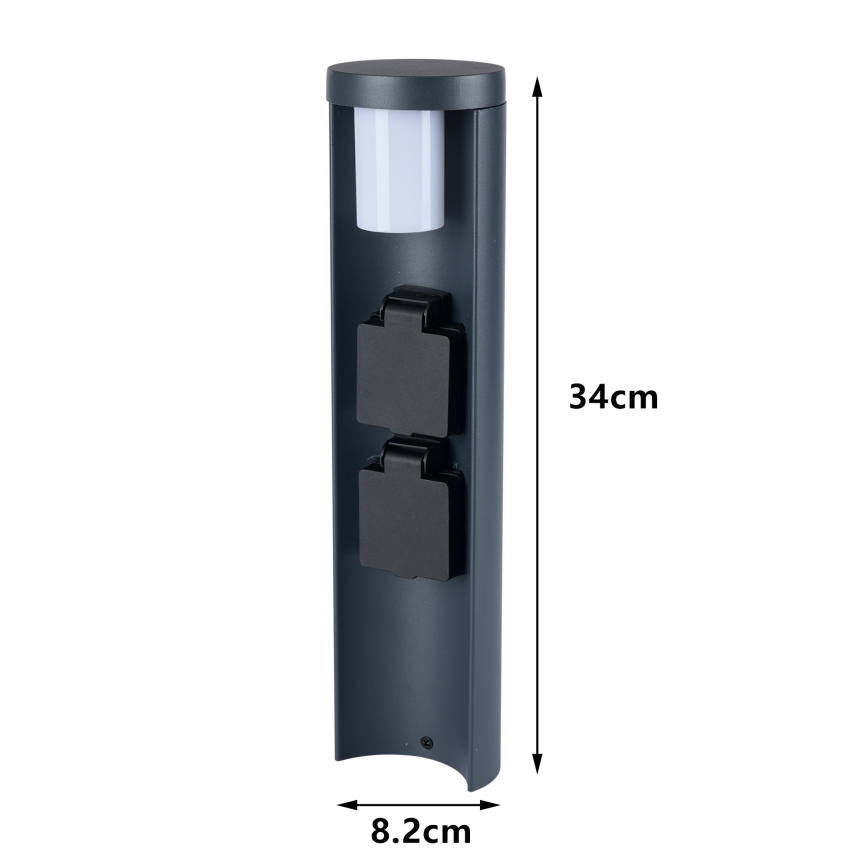 Brilagi - Lauko šviestuvas su 2 SCHUKO lizdais PILLAR 1xG9/11W/230V IP44 antracito spalvos