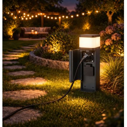 Brilagi - Lauko šviestuvas su 2 SCHUKO lizdais PILLAR 1xG9/11W/230V IP44 antracito spalva