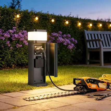 Brilagi - Lauko šviestuvas su 2 SCHUKO lizdais PILLAR 1xG9/11W/230V IP44 antracito spalva