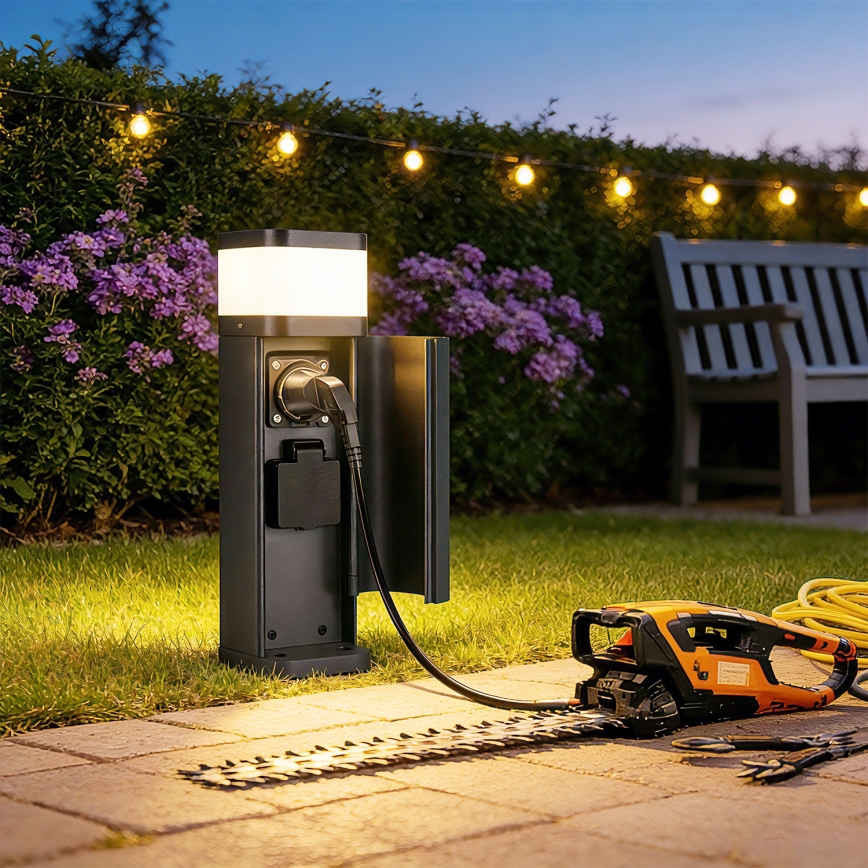 Brilagi - Lauko šviestuvas su 2 SCHUKO lizdais PILLAR 1xG9/11W/230V IP44 antracito spalva