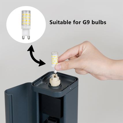 Brilagi - Lauko šviestuvas su 2 SCHUKO lizdais PILLAR 1xG9/11W/230V IP44 antracito spalva