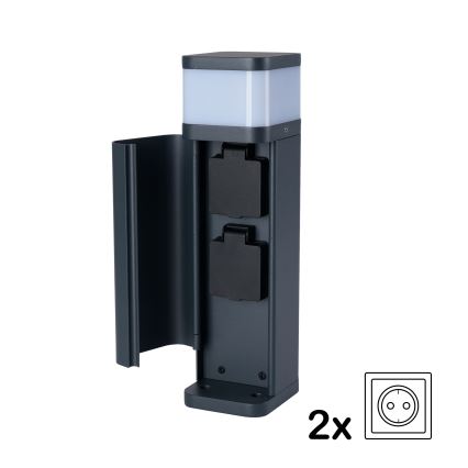 Brilagi - Lauko šviestuvas su 2 SCHUKO lizdais PILLAR 1xG9/11W/230V IP44 antracito spalva