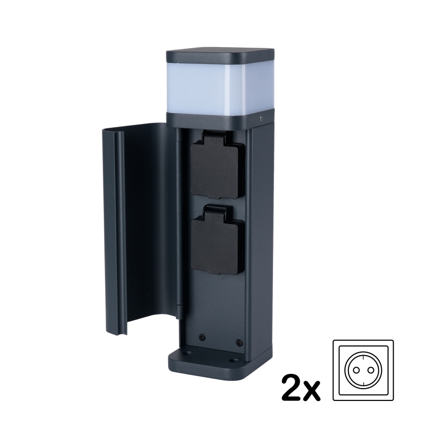 Brilagi - Lauko šviestuvas su 2 SCHUKO lizdais PILLAR 1xG9/11W/230V IP44 antracito spalva