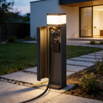 Brilagi - Lauko šviestuvas su 2 SCHUKO lizdais PILLAR 1xG9/11W/230V IP44 antracitas