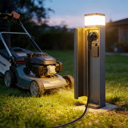 Brilagi - Lauko šviestuvas su 2 SCHUKO lizdais PILLAR 1xG9/11W/230V IP44 antracitas