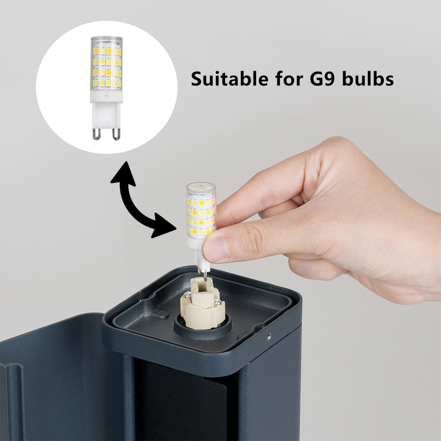 Brilagi - Lauko šviestuvas su 2 SCHUKO lizdais PILLAR 1xG9/11W/230V IP44 antracitas